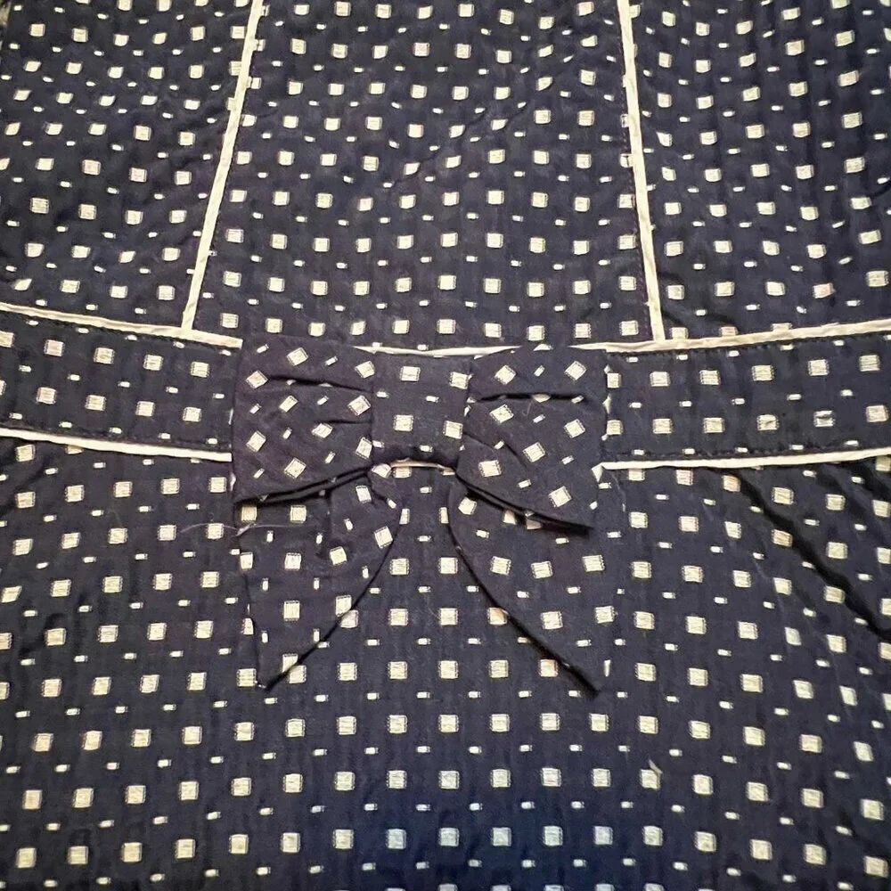 Janie and Jack Navy Dot Check Drop Waist Bow English Dress Size 2T